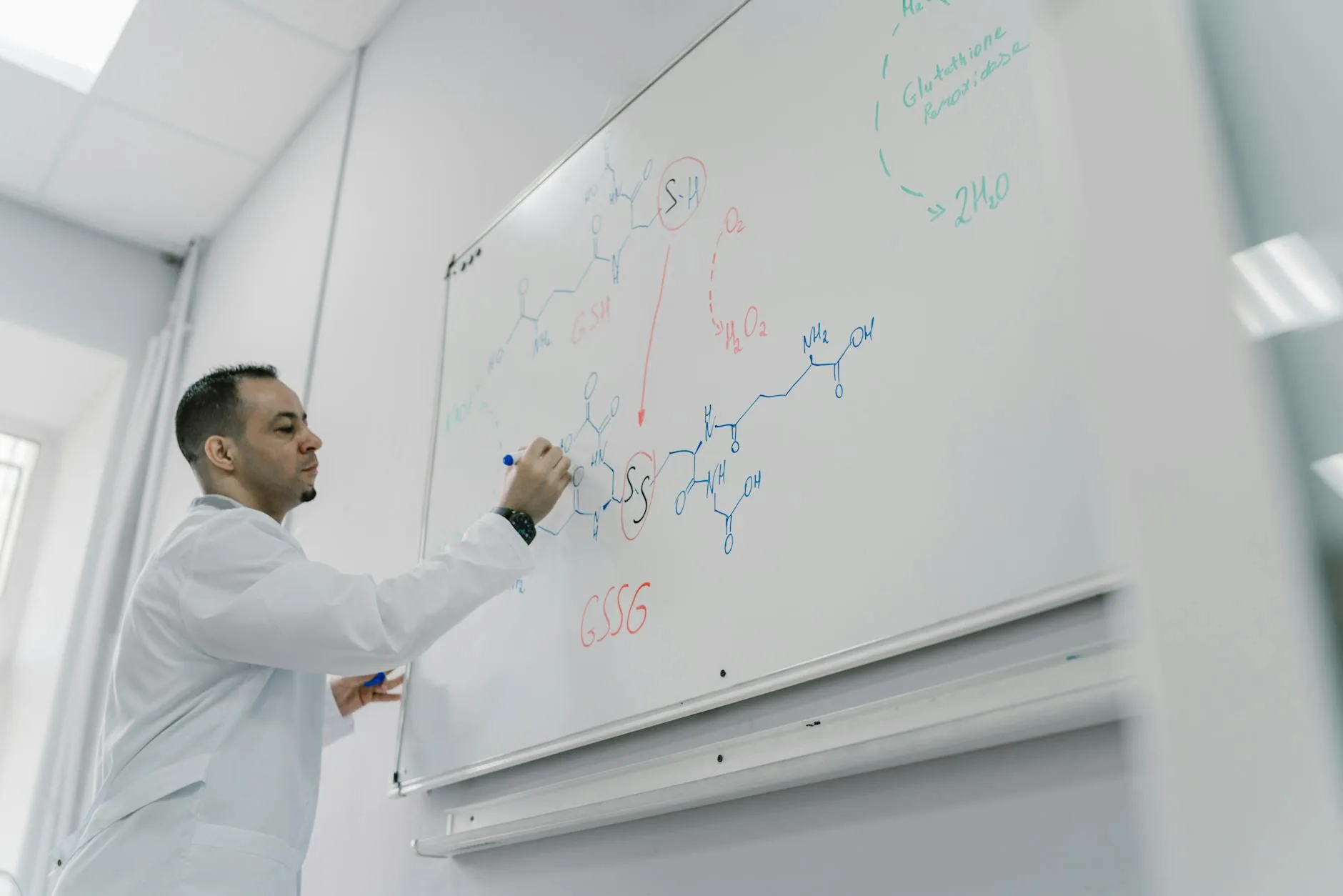 Chemistry educator explaining scientific content
